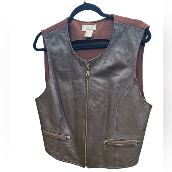 Vintage Jennifer Moore Leather Vest Brown Size 12 - Picture 1 of 3